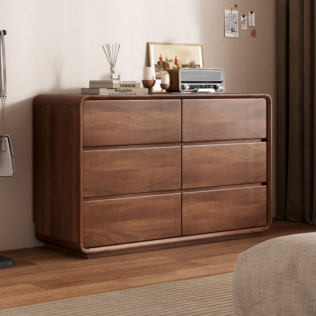 Modern interior design, solid wood style, multifunctional secretary’s console, living room décor, drawer storage unit -...