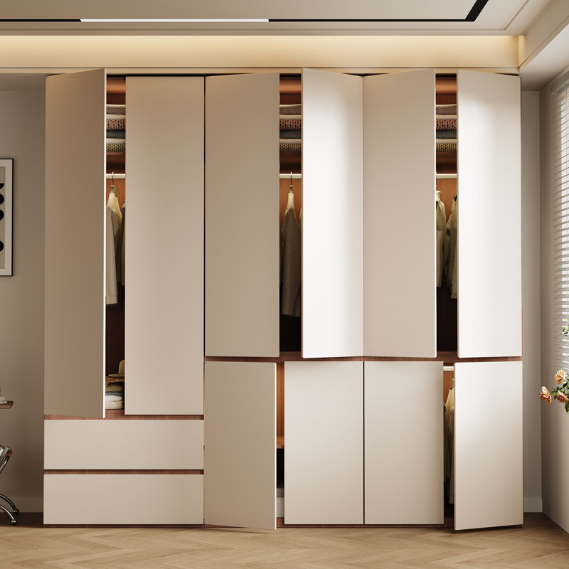 High-quality, minimalist, modern wooden wardrobe organiser with convertible folding function – home furniture for apartm...
