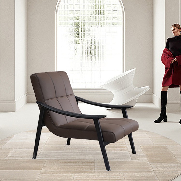 Italian top-grain leather recliner in brown from QONKA HOME, electric recliner chair for living room