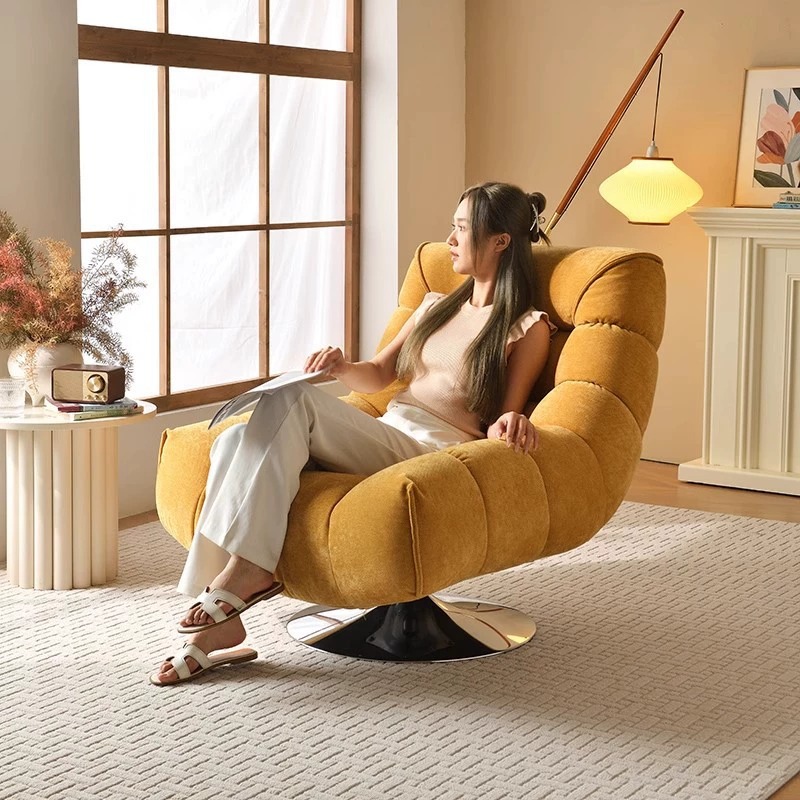 Plush chenille 360 swivel lounge chair in trendy color for cozy home corner