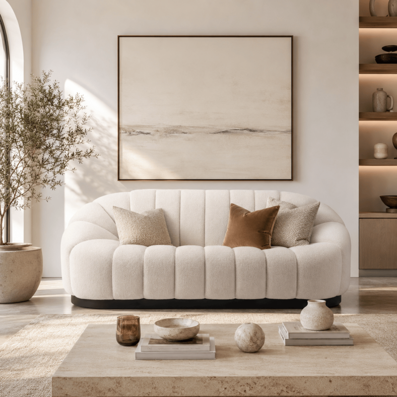3-Seater Channel Tufted Sofa - Sofa - QONKA HOME