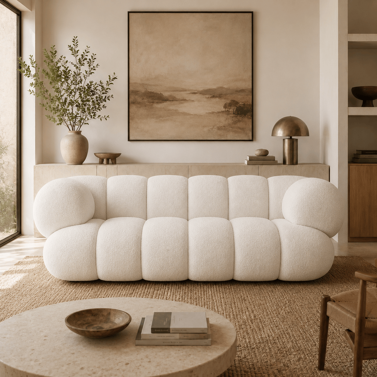 Teddy boucle bubble modular sofa cloud shape couch from QONKA HOME modular sofa manufacturer