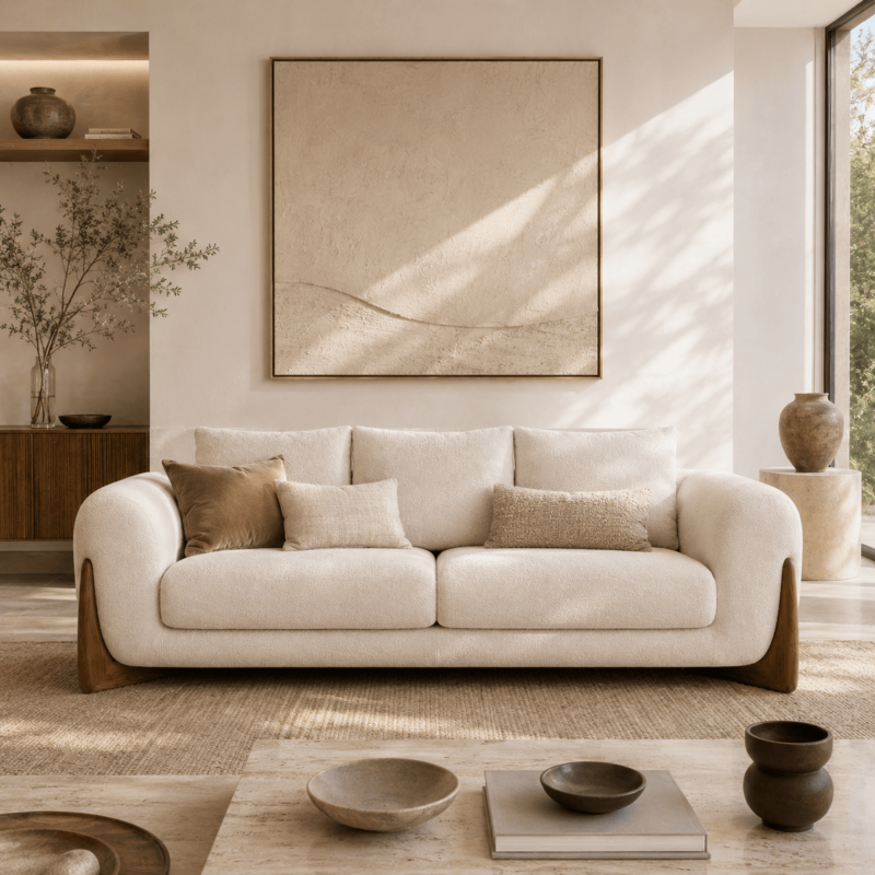 4-Seater Curved Arm Sofa - Sofa - QONKA HOME