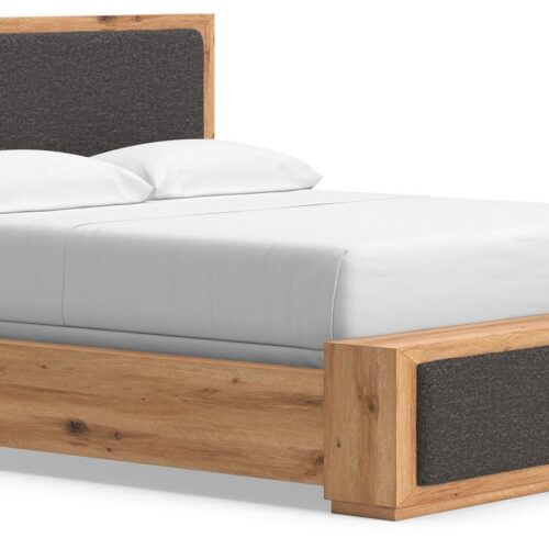 California King Upholstered Panel Bed - Bed - QONKA HOME