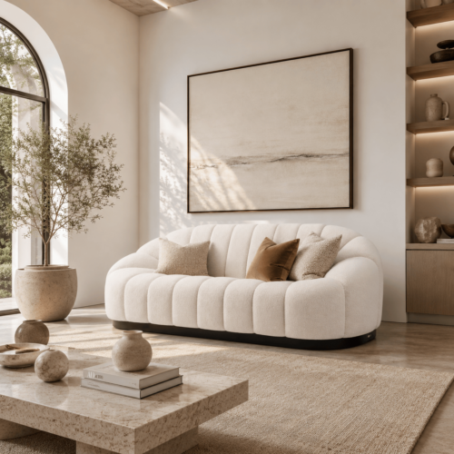 3-Seater Channel Tufted Sofa - Sofa - QONKA HOME