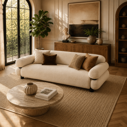 3-Seater Sofa Rounded Silhouette - Sofa - QONKA HOME