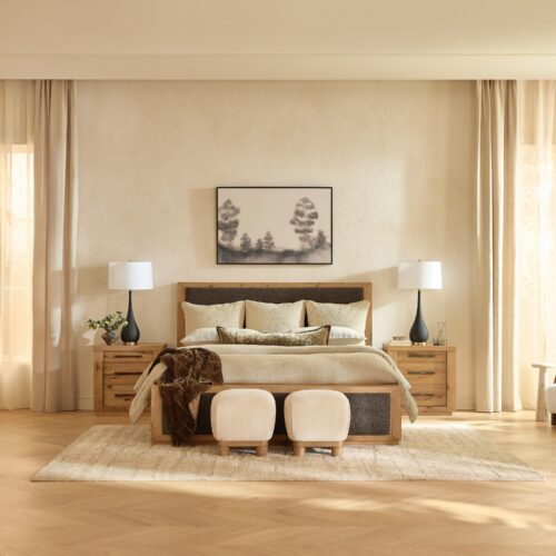 California King Upholstered Panel Bed - Bed - QONKA HOME
