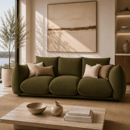 4-Seater Curved Arm Sofa - Sofa - QONKA HOME