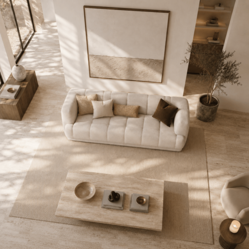Modern Bouclé Fabric 3‑Seater Sofa - Sofa - QONKA HOME