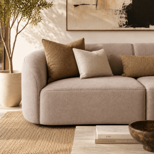 Soft Wabi‑Sabi Curved Fabric Sectional Sofa For Cozy Living Room Decor - Sofa - QONKA HOME