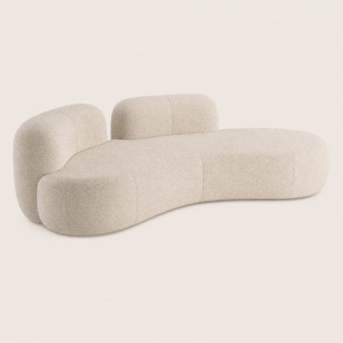Plush Boucle Wabi‑Sabi Curved Chaise Sectional Sofa For Warm Home Living Room - Sofa - QONKA HOME