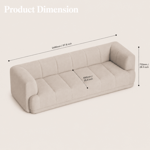 Modern Bouclé Fabric 3‑Seater Sofa - Sofa - QONKA HOME