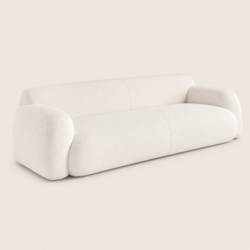 Cozy White Teddy Boucle Curved Arc Sofa Minimalist Wabi‑Sabi Living Room Furniture - Sofa - QONKA HOME