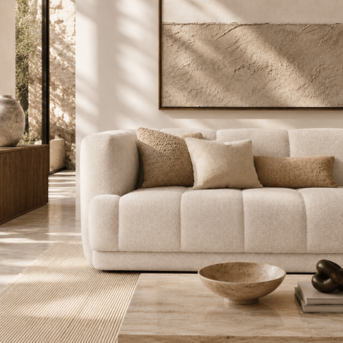 Modern Bouclé Fabric 3‑Seater Sofa - Sofa - QONKA HOME