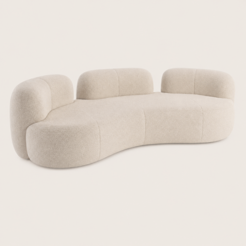 Plush Boucle Wabi‑Sabi Curved Chaise Sectional Sofa For Warm Home Living Room - Sofa - QONKA HOME