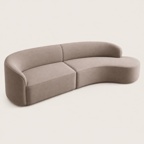 Soft Wabi‑Sabi Curved Fabric Sectional Sofa For Cozy Living Room Decor - Sofa - QONKA HOME