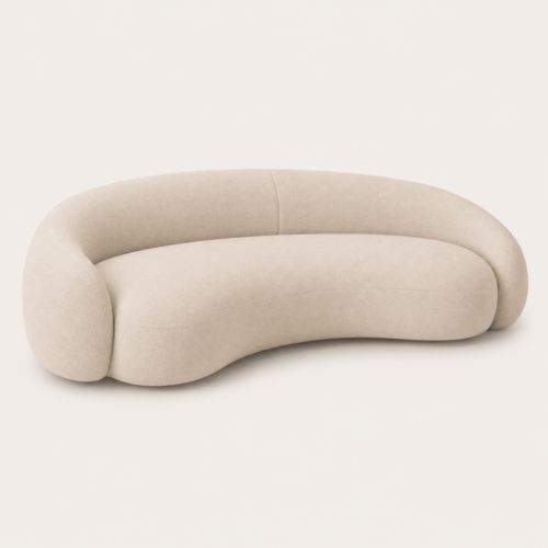 Plush Boucle Wabi‑Sabi Curved Sofa Soft Curved Couch For Modern Living Room - Sofa - QONKA HOME