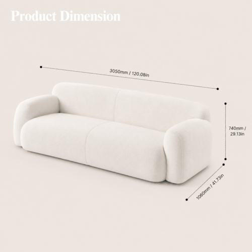 Cozy White Teddy Boucle Curved Arc Sofa Minimalist Wabi‑Sabi Living Room Furniture - Sofa - QONKA HOME