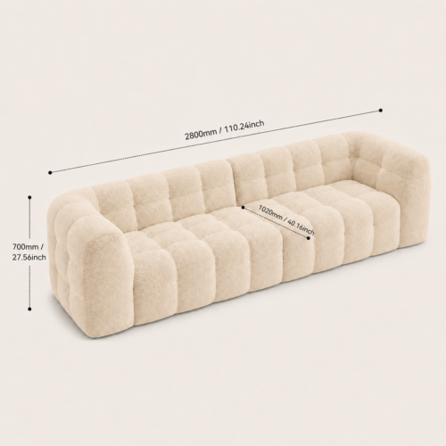 cream style tufted boucle fabric marshmallow sofa - Sofa - QONKA HOME