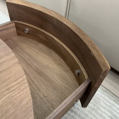 Vintage Walnut Round Coffee Table Set  with Drawers - Coffee table - QONKA HOME