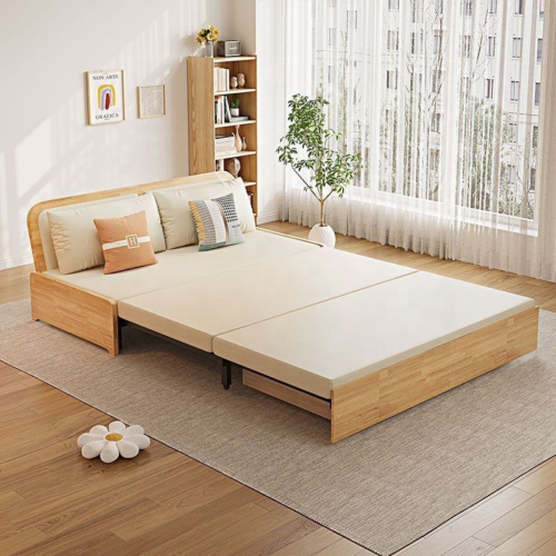 Armless Solid Wood Foldable Sofa Bed - Sofa bed - QONKA HOME