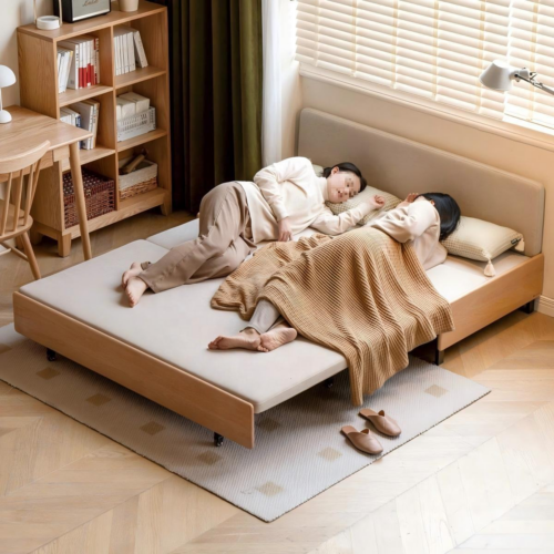 Armless Solid Wood Foldable Sofa Bed - Sofa bed - QONKA HOME