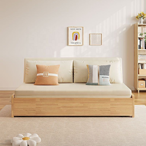 Armless Solid Wood Foldable Sofa Bed - Sofa bed - QONKA HOME