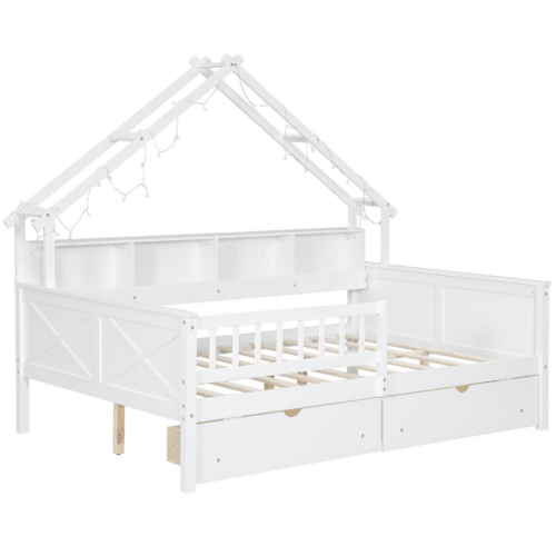 Wooden House Shape Kids Bed - Bed - QONKA HOME