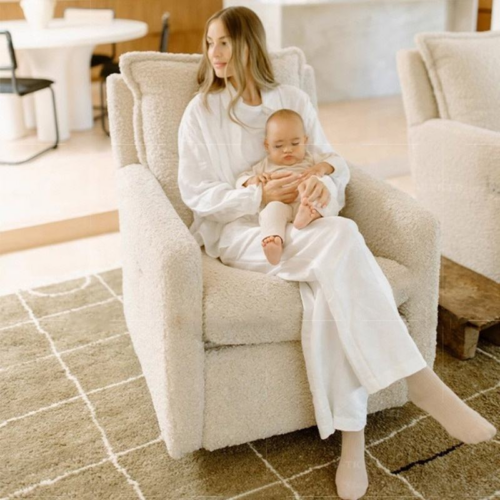 Zero Gravity Recliner Chair Teddy Fabric Single Sofa - Leisure chairs - QONKA HOME
