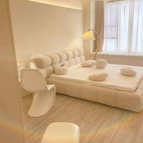 Cream Cloud Upholstered Bed - Bed - QONKA HOME