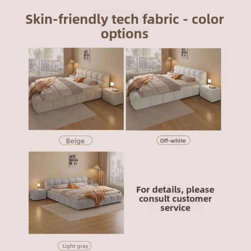 Cream Cloud Upholstered Bed - Bed - QONKA HOME