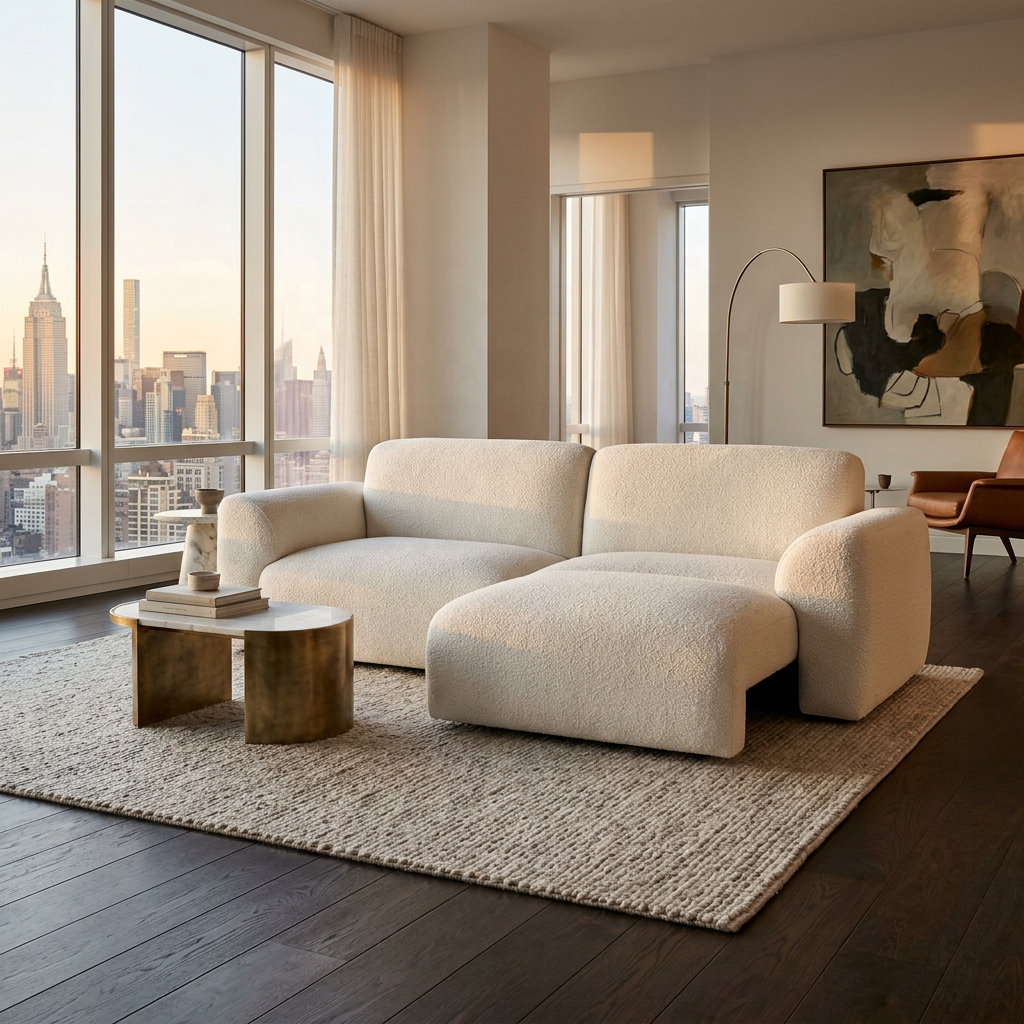 Cream Electric Sectional Sofa With Power Recliner - Sofa - QONKA HOME
