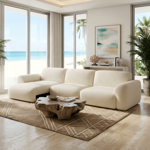 Cream Electric Sectional Sofa With Power Recliner - Sofa - QONKA HOME