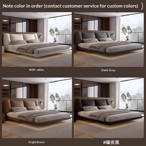 Minimalist SolidWood Upholstered Platform Bed - Bed - QONKA HOME