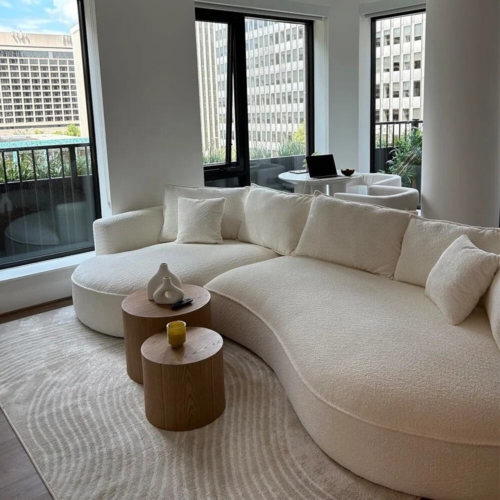 Curved Sofa Couch With Chaise - Sofa - QONKA HOME