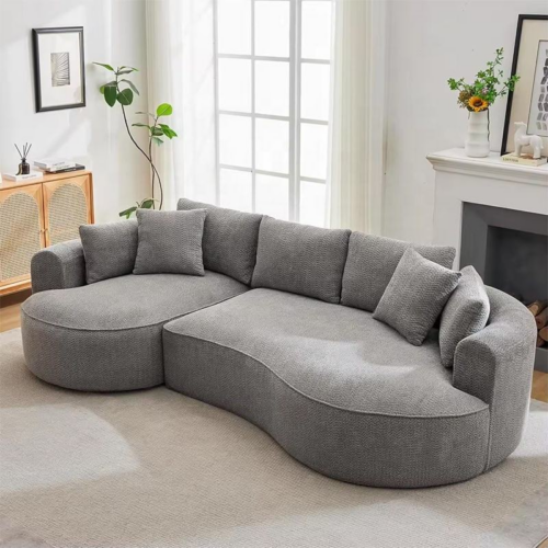 Curved Sofa Couch With Chaise - Sofa - QONKA HOME