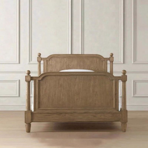 Vintage Washed Oak Solid Wood Bed - Bed - QONKA HOME
