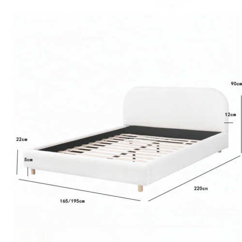 French Retro Boucle Fabric Upholstered Bed - Bed - QONKA HOME
