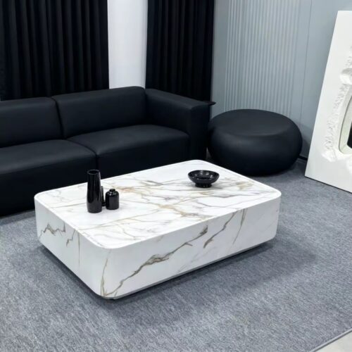 Faux Travertine Texture  Rectangle Coffee Table - Coffee table - QONKA HOME