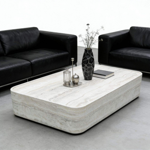 Faux Travertine Texture  Rectangle Coffee Table - Coffee table - QONKA HOME