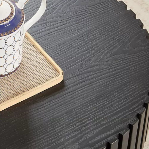 Modern Oval Wood Coffee Table Fluted Slatted - Coffee table - QONKA HOME