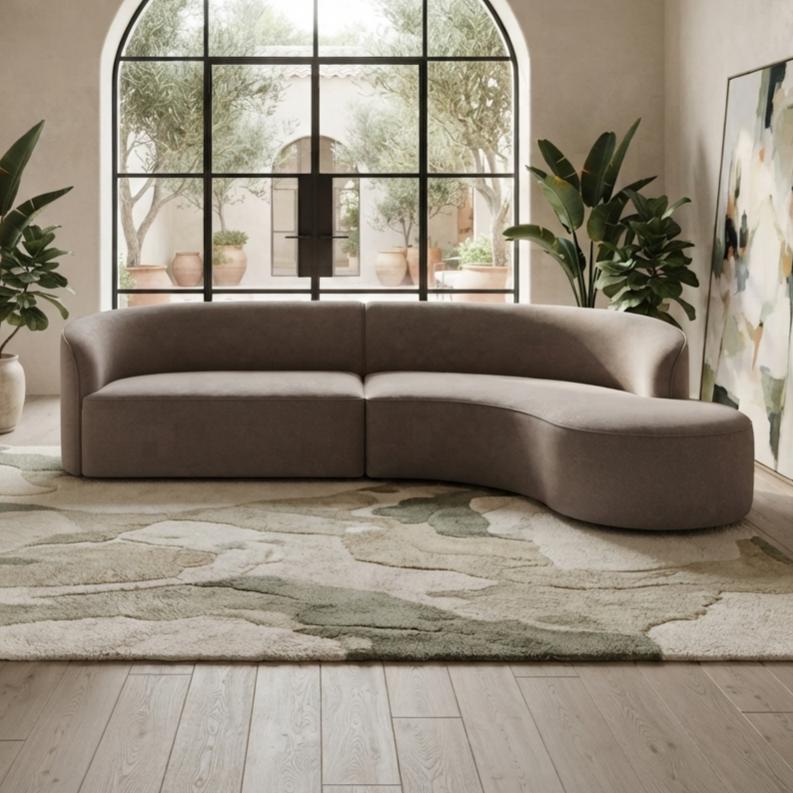 Soft Wabi‑Sabi Curved Fabric Sectional Sofa For Cozy Living Room Decor - Sofa - QONKA HOME