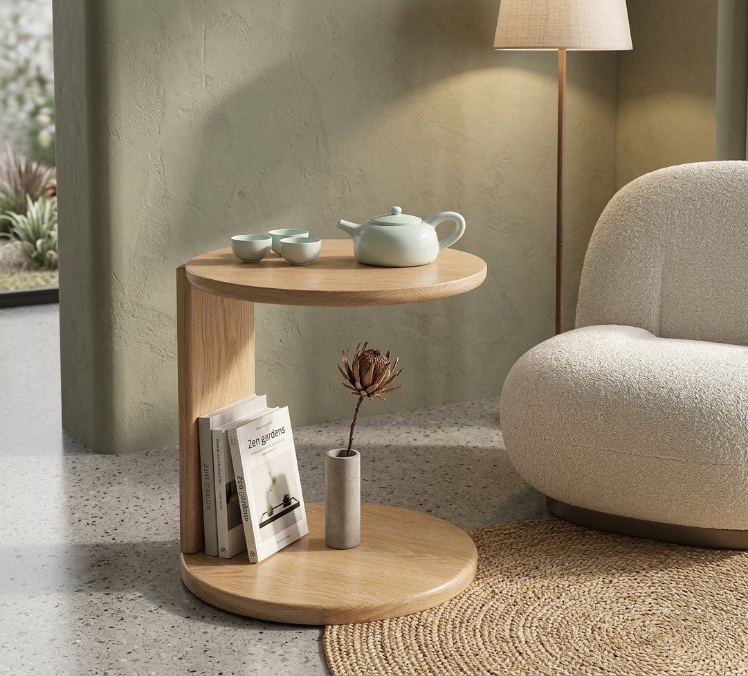 Nordic oak solid wood coffee table rectangle option from QONKA HOME coffee table factory