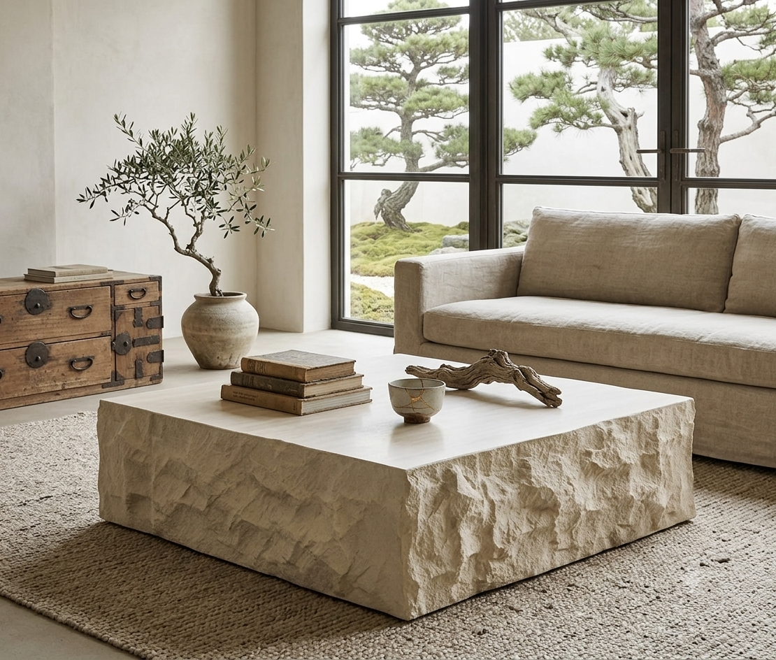 Resin fiberglass sculptural coffee table set mix-and-match for modern living room