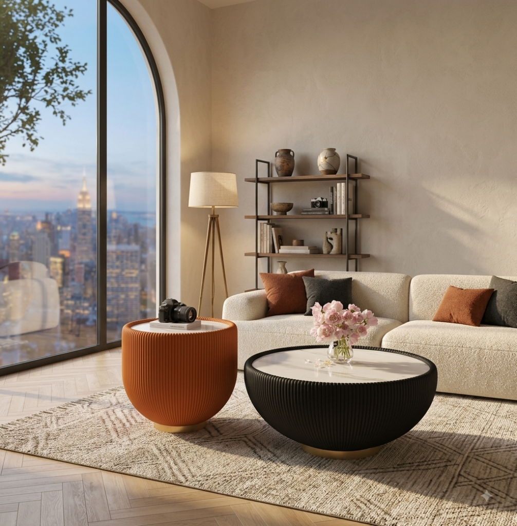 Round Nesting Coffee Table Set ，No assembly required - Coffee table - QONKA HOME