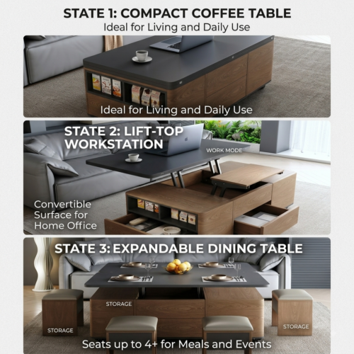 Modern Multi-functional Lift Top Coffee Table - Coffee table - QONKA HOME