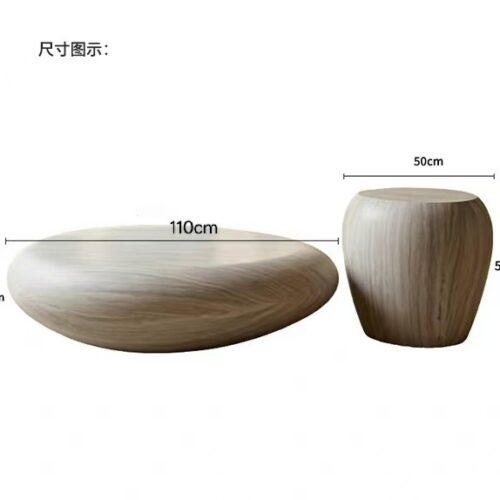 Curved Travertine-Look Coffee & Side Table Set - Coffee table - QONKA HOME
