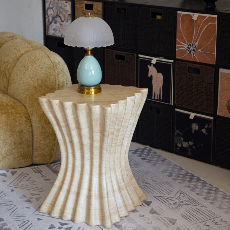Creative Travertine‑Look Sofa Side Table Coffee Table& Nightstand - Coffee table - QONKA HOME