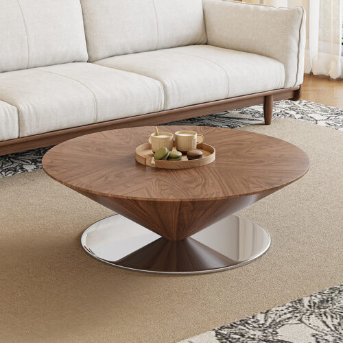 Mid-Century Walnut Coffee Table Set with Glass Side Table - Coffee table - QONKA HOME