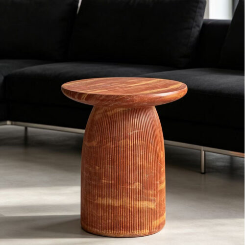 Faux Travertine Sofa Side Table - Coffee table - QONKA HOME